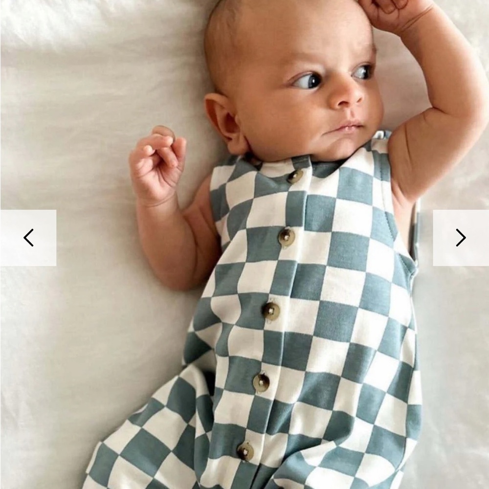 Blueberry Muffin Checkerboard / Organic Bay Jumpsuit
